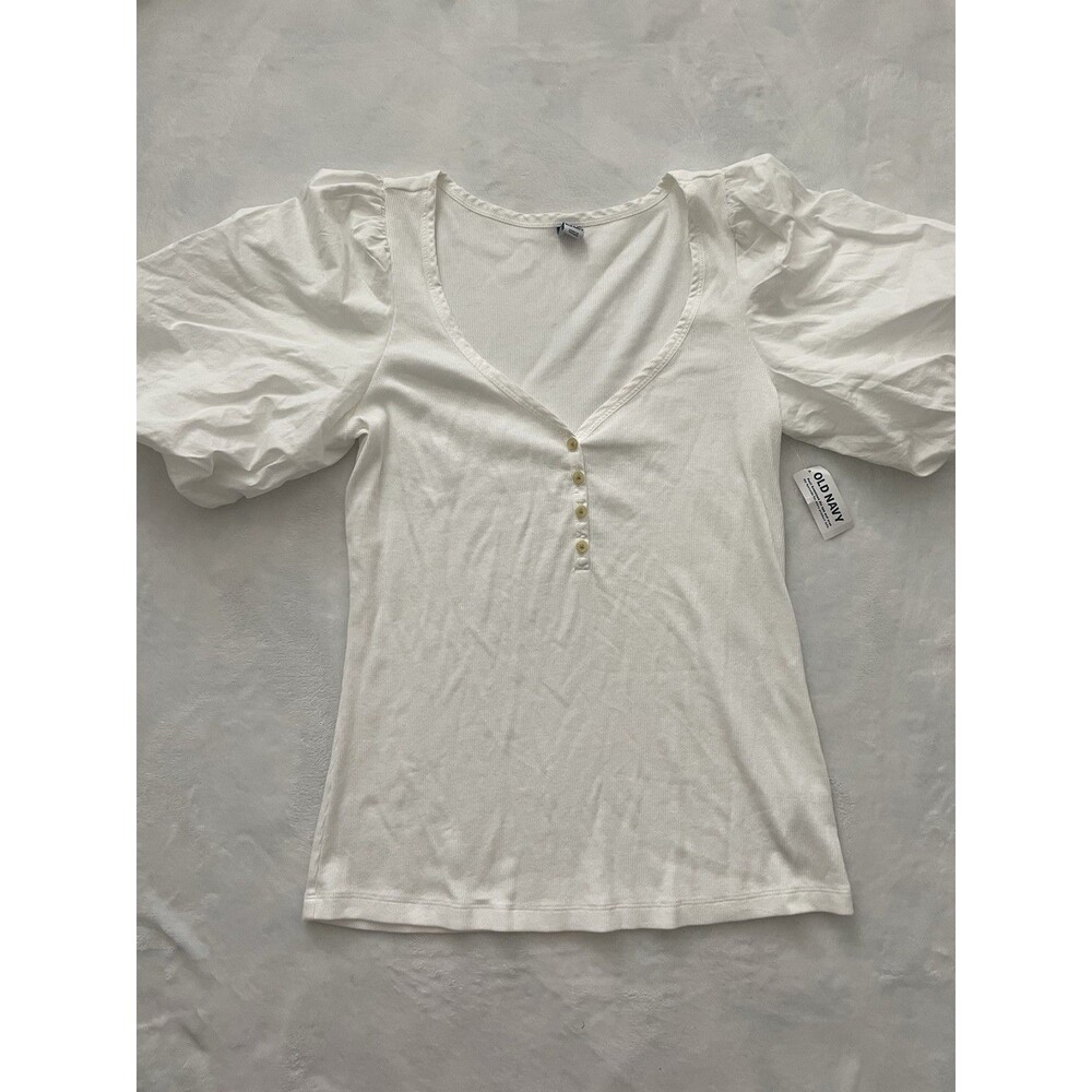 New with Tags Old Navy Puff Sleeve Shirt Women’s L Tall Classy White Blouse